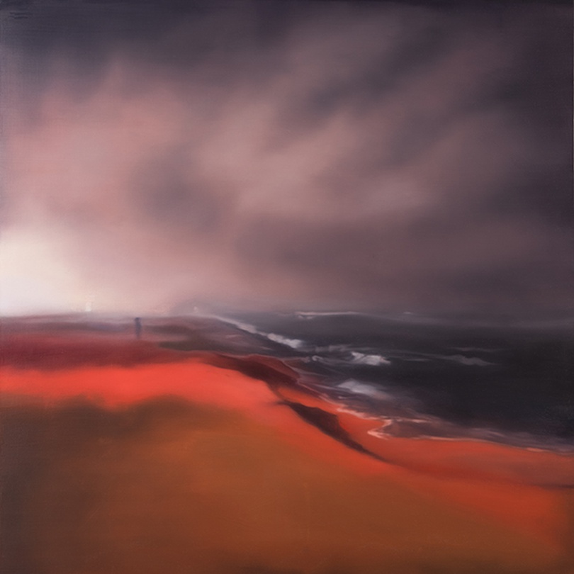 박지수, A red sand beach, oil on canvas, 91x91cm, 2017