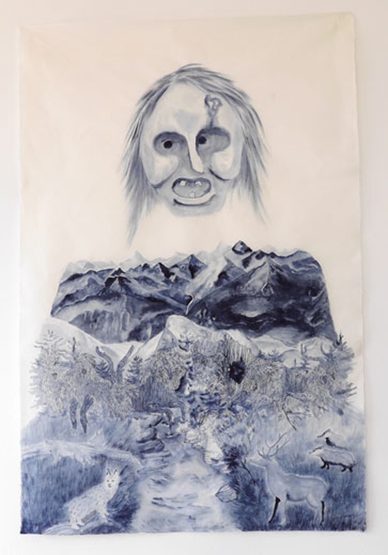 Masae KARIYA, Swiss Tsch, (Japanese paper, IndigoJapanese ink), glue , 640 , 2015