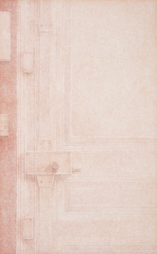 심예원, Untitled (Door #1)_color on fabric(천에 안료)_116.8x72.0(cm)_2018