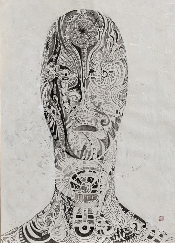 이상원 LEE Sangwon, 네오 폴리네시안, 위버멘쉬를 위한 초상, 600×600mm, 투명 필름지에 디지털 프린팅, 2013