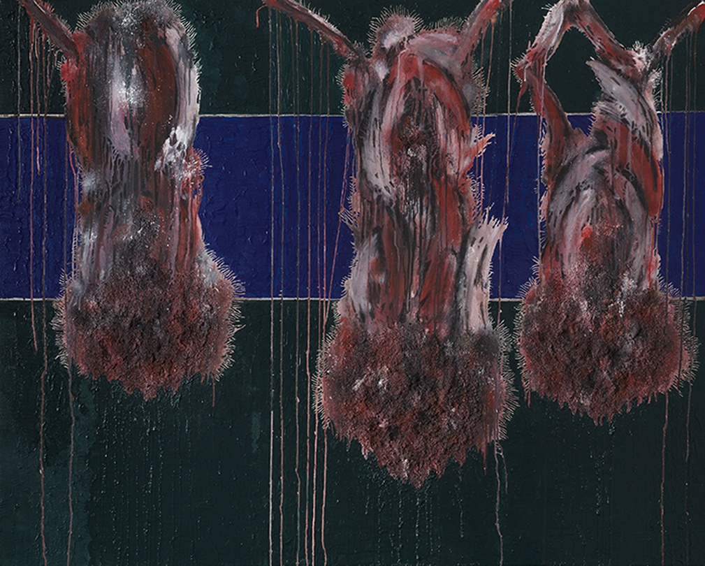 김기홍, 강을 배경으로 한 3개의 나무 연구 162.2 x 130.3 캔버스에 혼합재료 2017