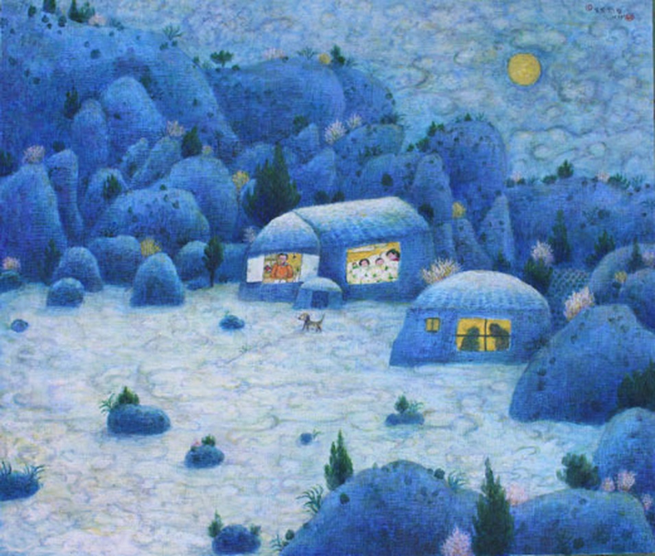 이광택, 달빛 밝은 밤 , 캔버스, 혼합재료, 58x68cm , 2017