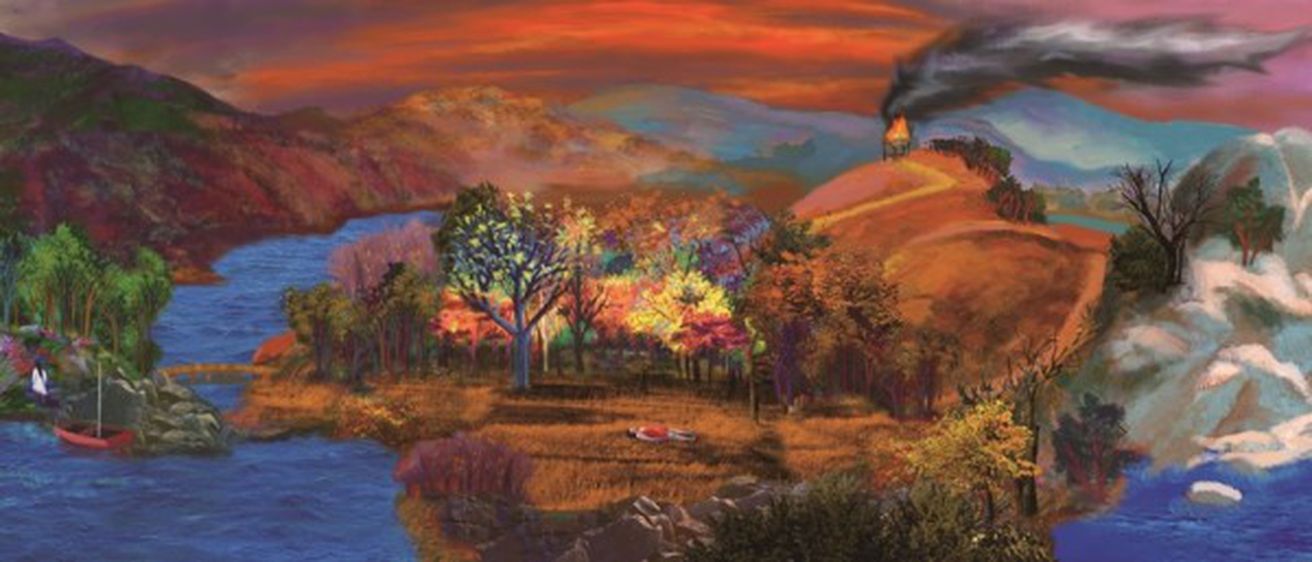 벌거벗은 섬 , 애니메이션 영상설치 800 х 300cm, 2015