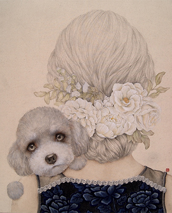 박지혜_모모_53.0x65.1cm_광목에 수묵담채_2016