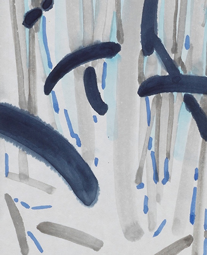 강연지, A Day in Seoul- afterimage drawings_종이에 수묵채색_ 27.3 x 22.0cm_2018