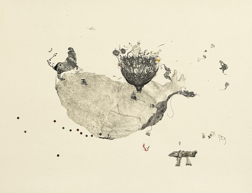 나의신화, wood engraving, collage, 102X78.1cm, 2015