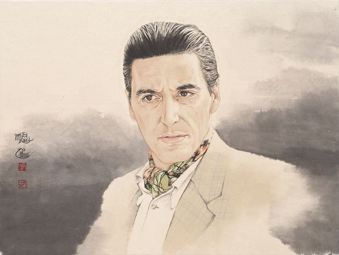 Donghyun Son,   Michael Corleone (The Godfather Part II), 紙本水墨淡彩 Ink and Color on Paper, 48×64cm, 2018
