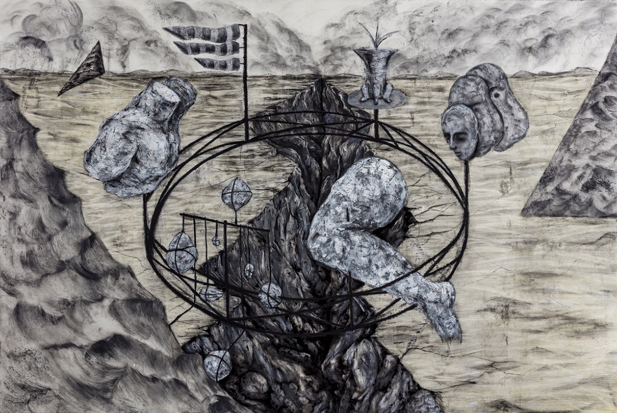 림배지희 강강술래 2017 한지에 혼합재료 193.9X130.3cm