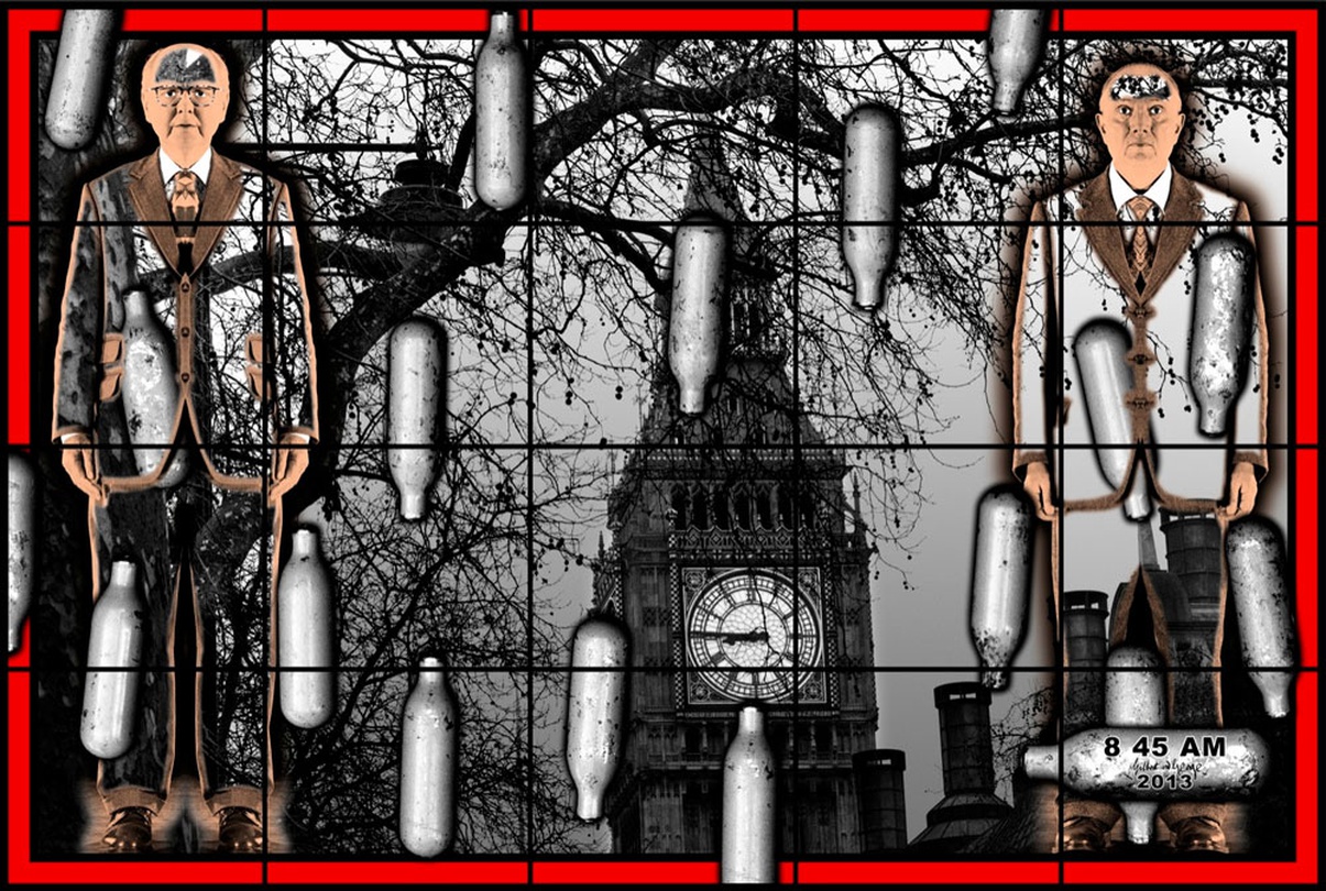 Gilbert and George, 8 45am, 2013, Mixed media, 254 x 377cm