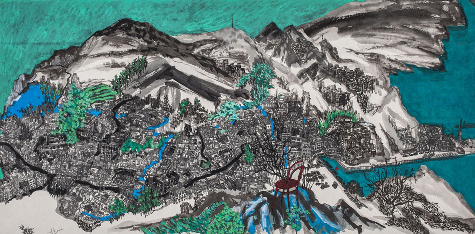 The mind map 2_한지에 수묵, 아크릴_64×130cm_2015