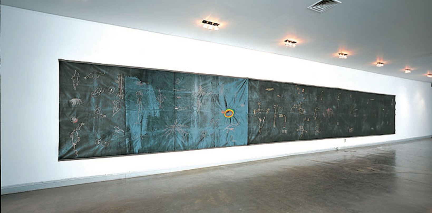 김연태 landscape of a garden 1900x150cm,embroidery on velvet 2004