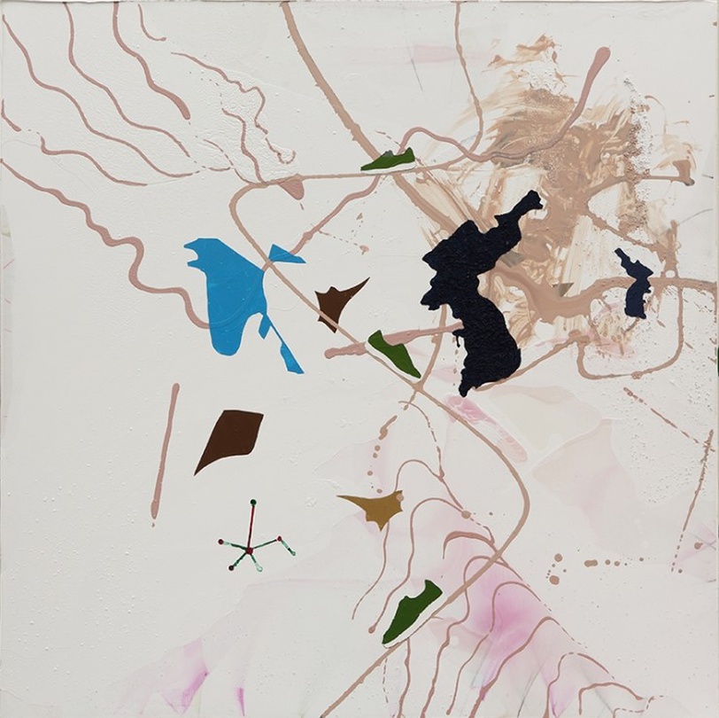 박성환, 흩어짐의 자국 II, pigment, acrylic on canvas, 97 x 97 cm, 2017