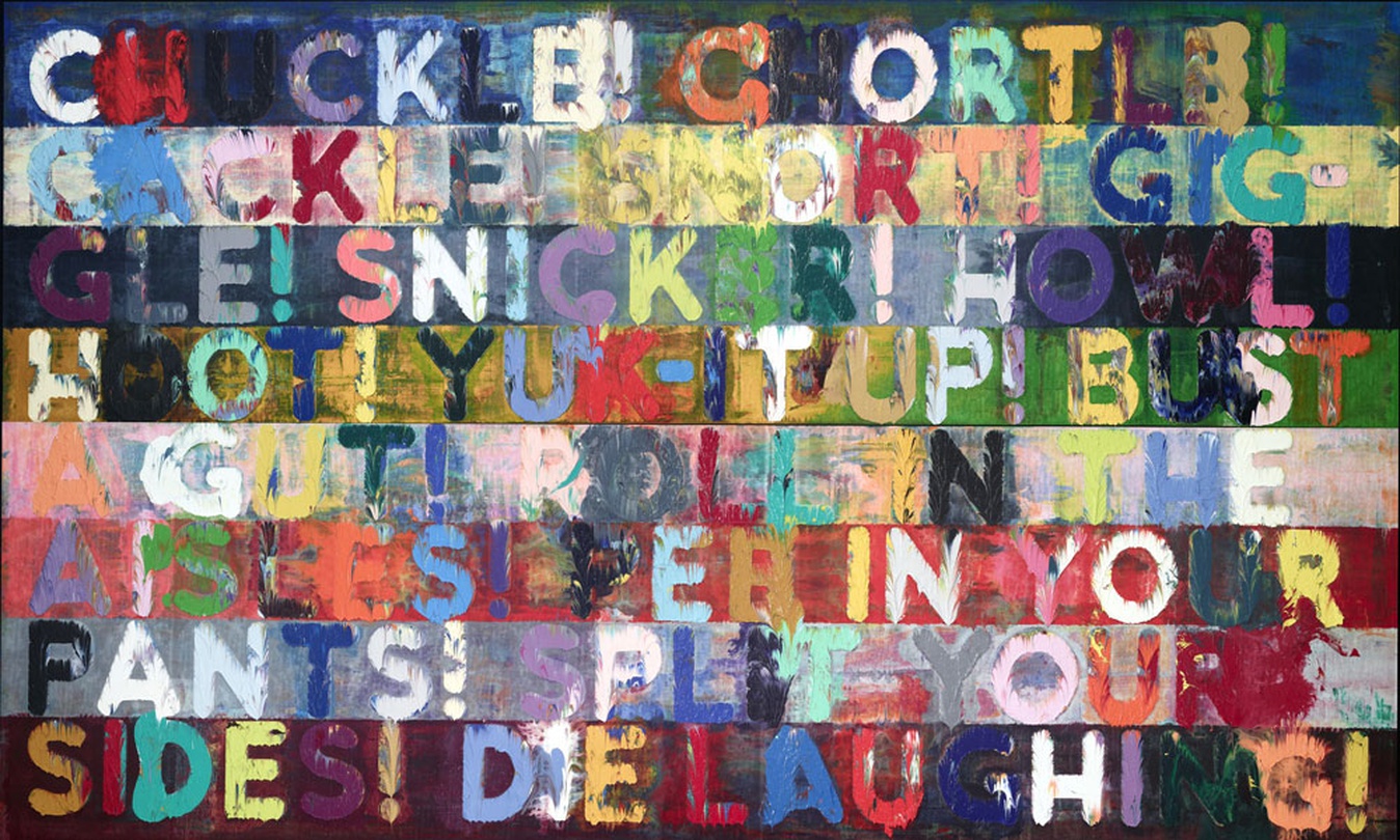 Mel Bochner, Chuckle, 2015, Oil on velvet in two parts, 147.3 x 243.8 cm