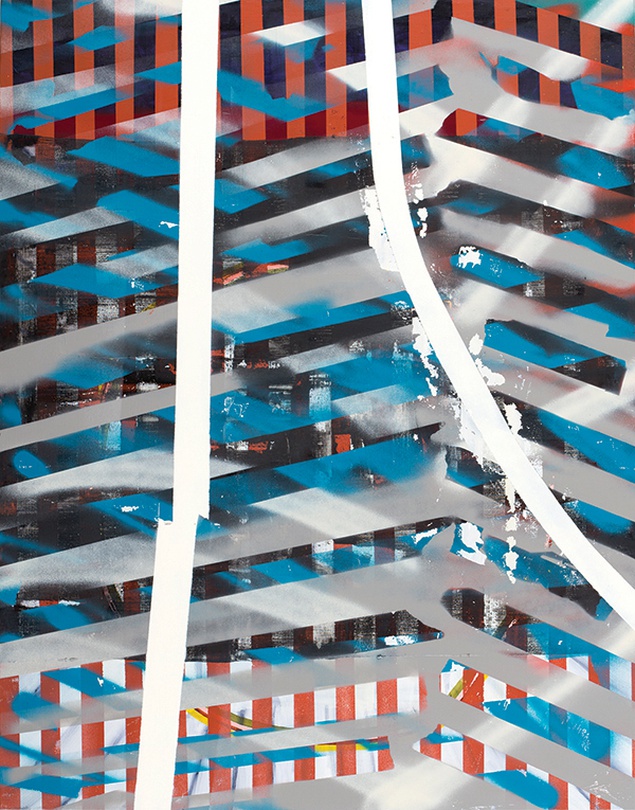 조해연, eight-line, mixed media on canvas, 130.3×97cm, 2018