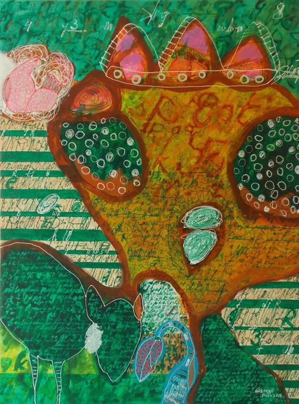 Wisnuaji Putu, Zoo Story #8(..........), acrylic on canvas, 80cm×60cm, 2015