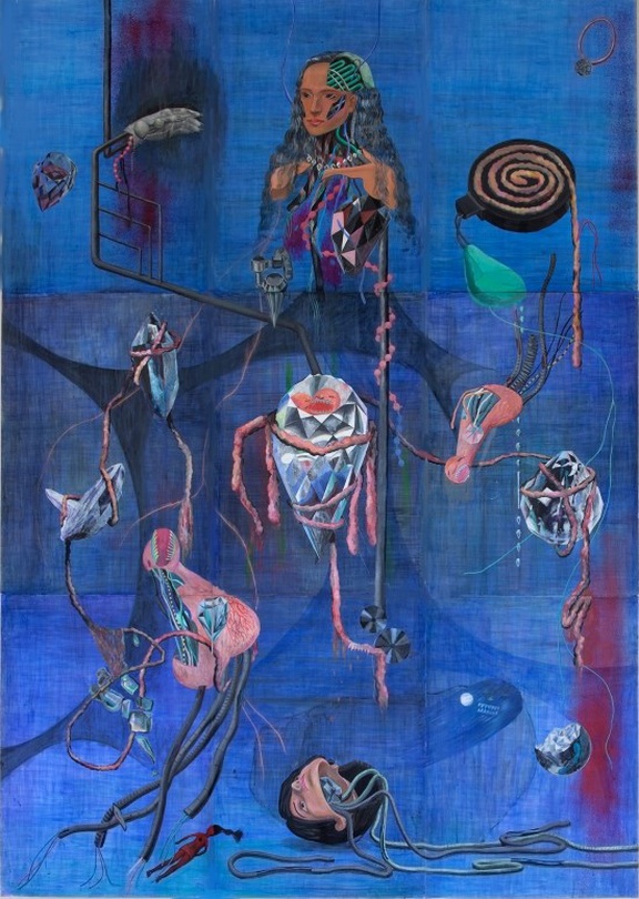 안보미 AHN Bomi, 심해, 종이에 아크릴릭 및 유채, 2,700×1,800mm, 2016