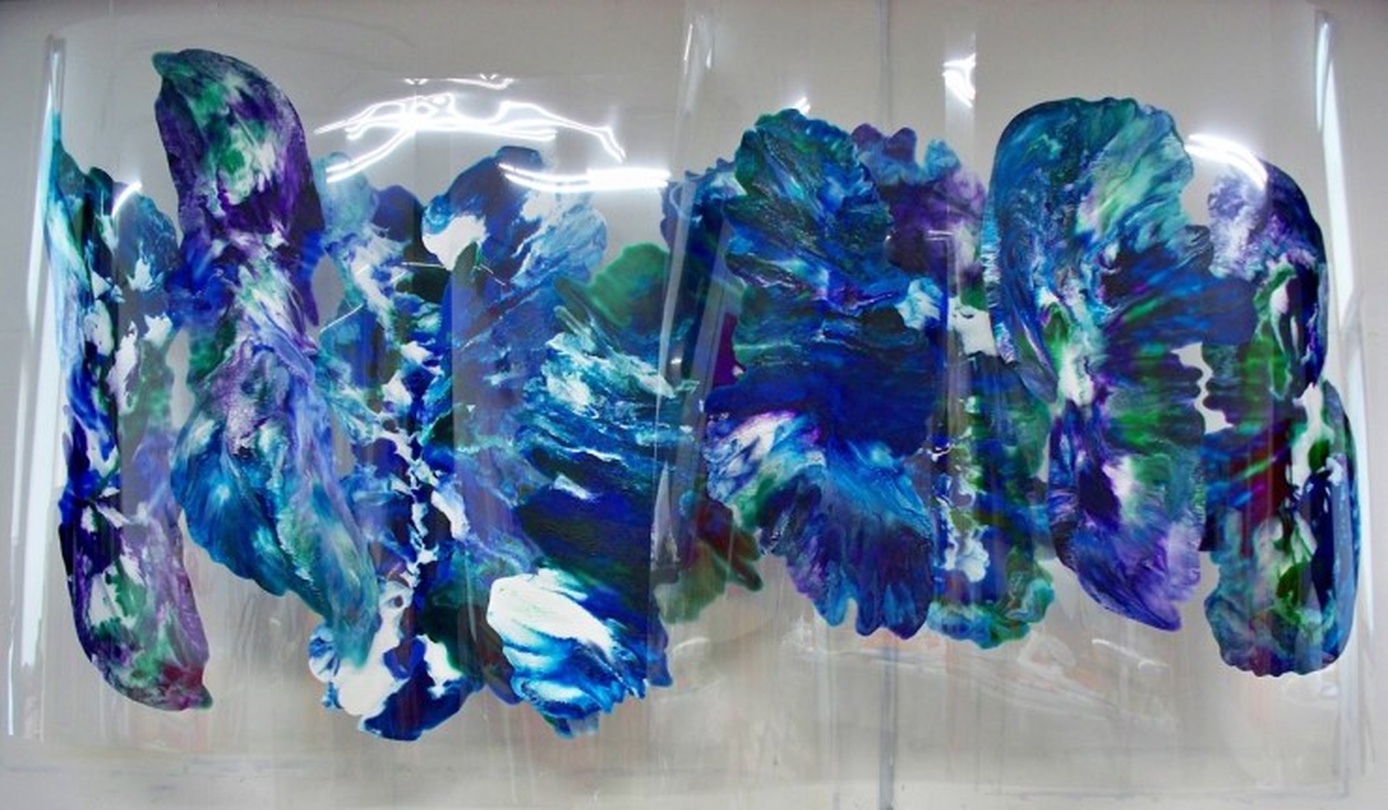 in and out 016, 146x295x30cm, variable size, acrylics on pet film, 2013