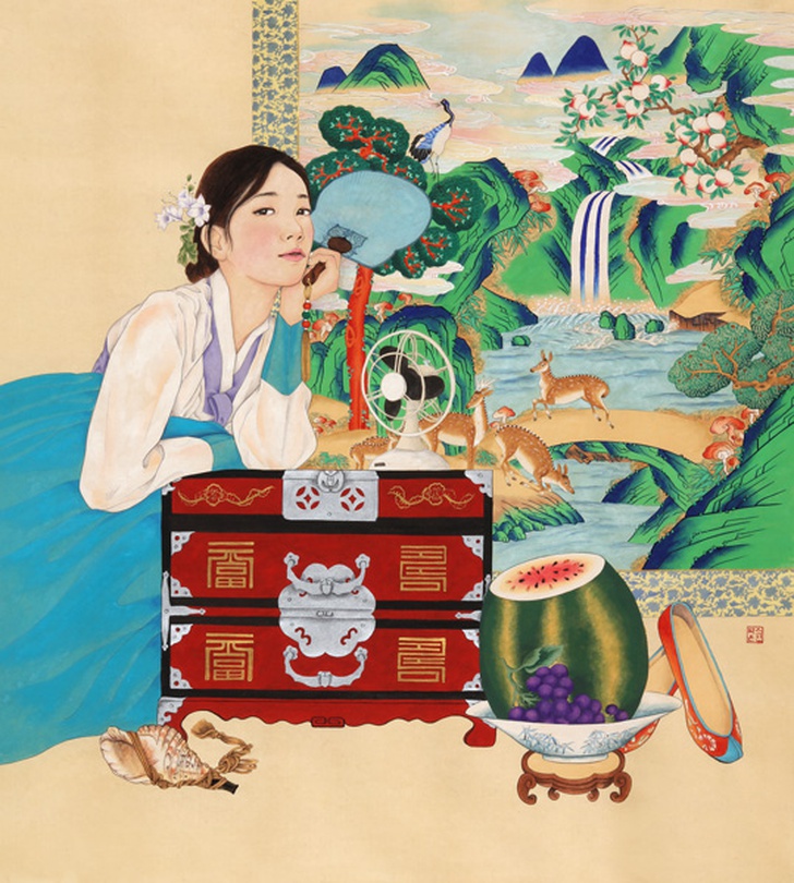 박소은 korean folk painting 1 painting on korean tradition paper 2017 95x83cm