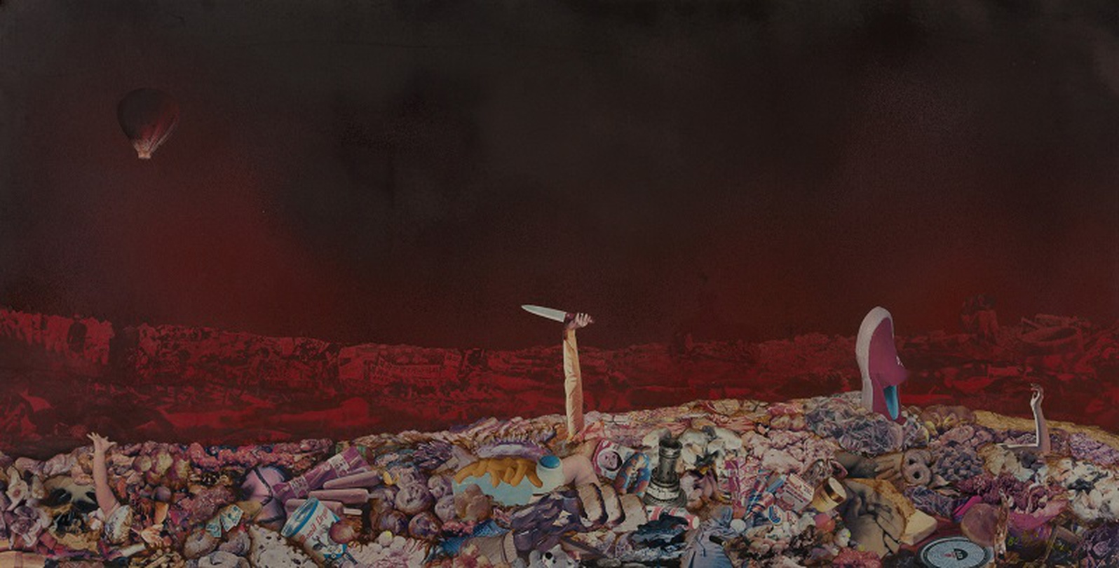 신학철, 풍경 1, 1980, 종이에 콜라주, 53x104cm