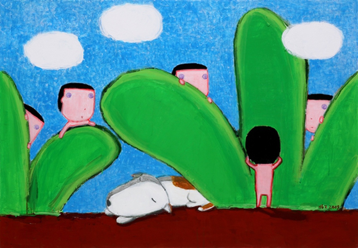 박형진, 숨바꼭질 68.5 x 99cm Acrylic on canvas 2009
