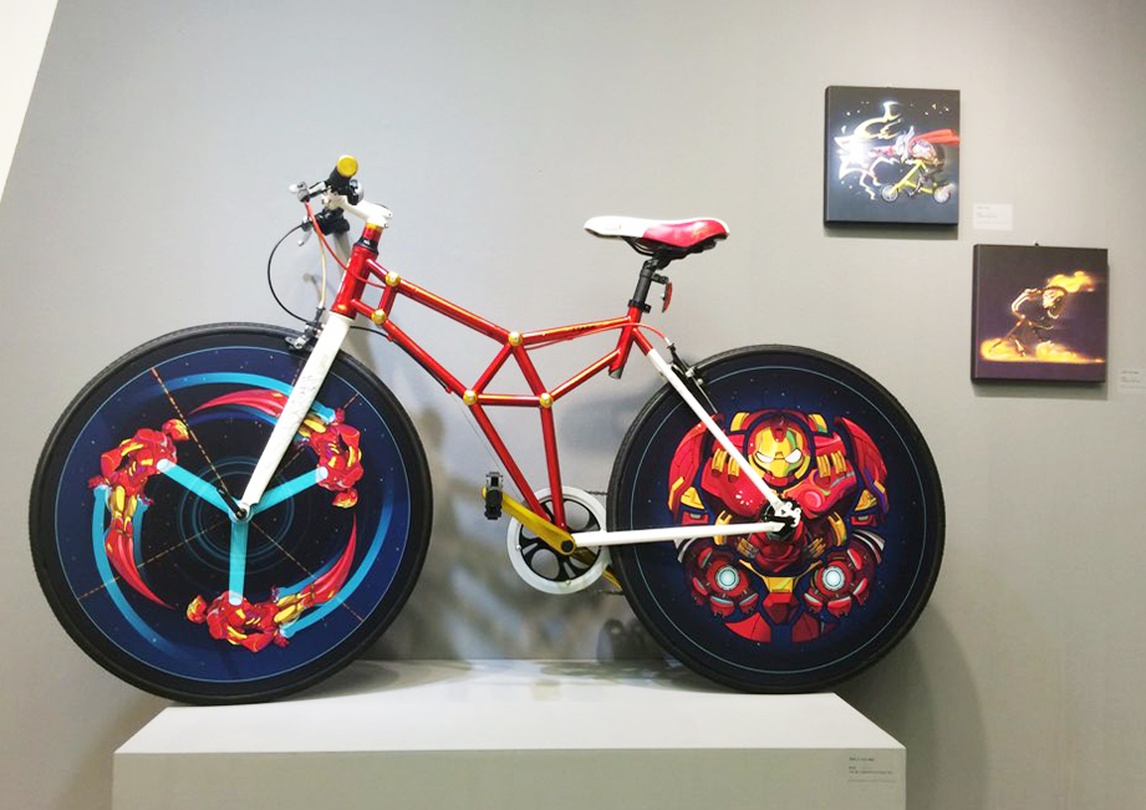 정진원_Stark S x Iron Man_자전거 휠, 디지털프린트_dia 27in(each)_2015 