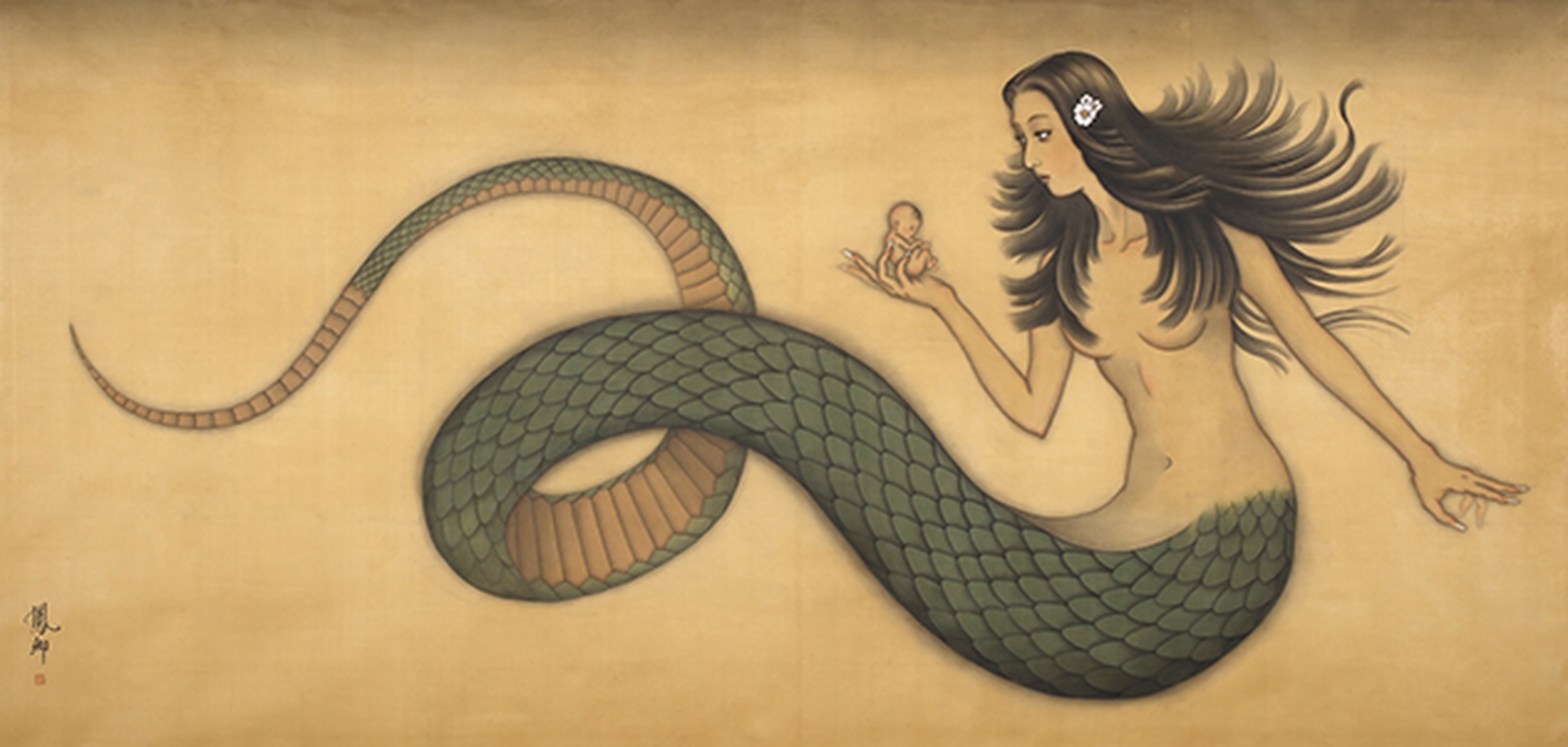 희(喜), 비단에 채색, 142x295cm, 2016