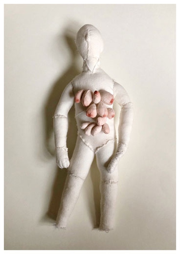 허정은, Mother, 무명천에 채색, 바느질, 29 x 12cm, 2018