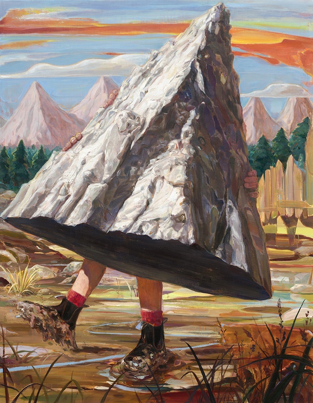 배준현 Junhyun Bae, 산을 옮기는 사람 Man Who Moves a Mountain, 2025, Oil on linen, 116.8 x 91cm © Courtesy of the artist