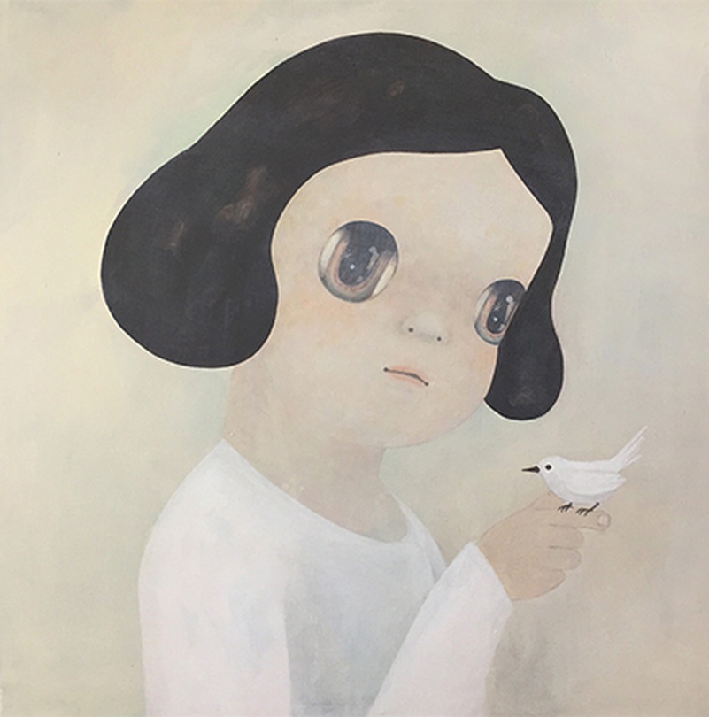 류주영_하얀새와 소녀_73x73_캔버스위에 아크릴_2016