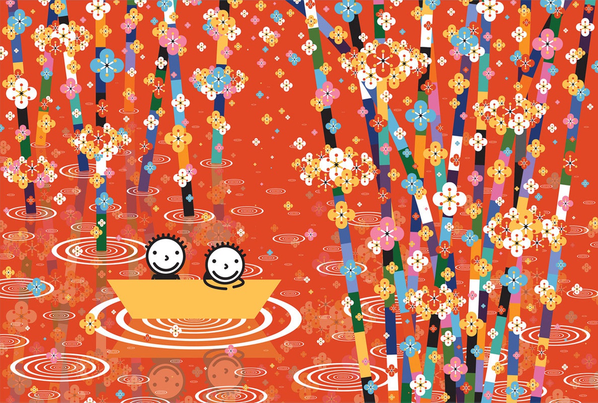 Kwon Kisoo Time-The Two of Us- in the reflected red forest 2013 Acrylic on canvas on board 193.9X130.3cm