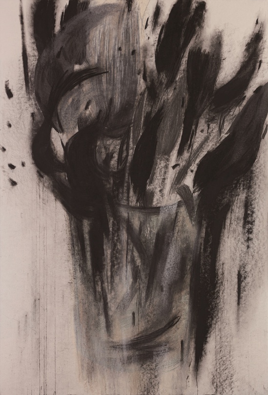 붓꽃, 장지에 파스텔. 흑연, 206x138cm, 2016