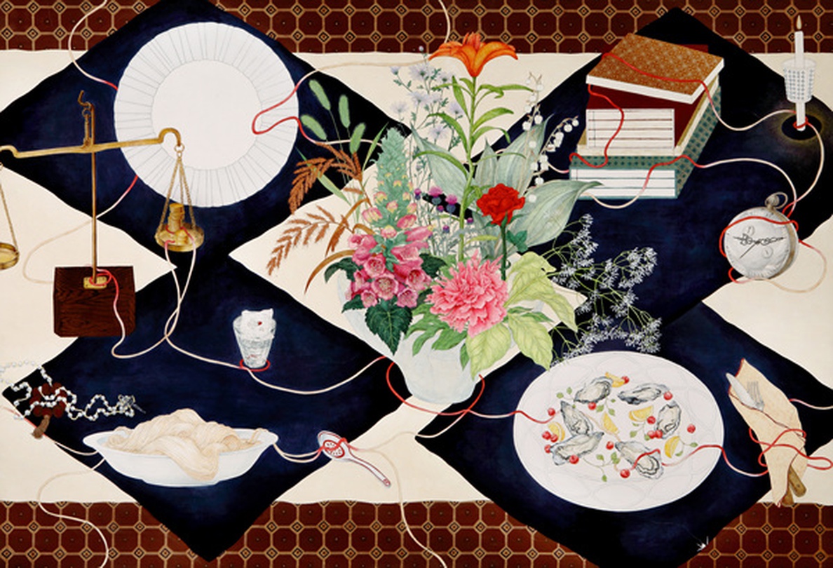 가치로운 것, 장지에 분채 석분 물감, 130.3×193.9cm, 2014