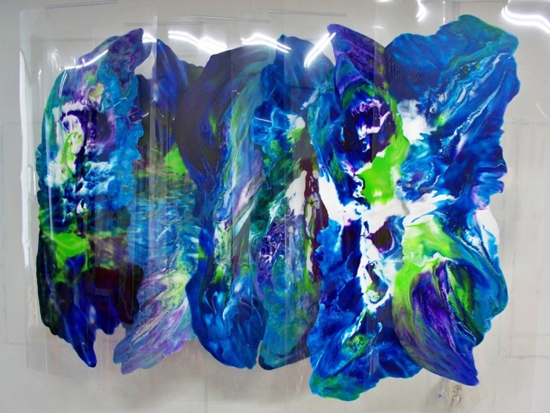 in and out 022, 146x 200x30cm, variable size, acrylics on pet film, 2013