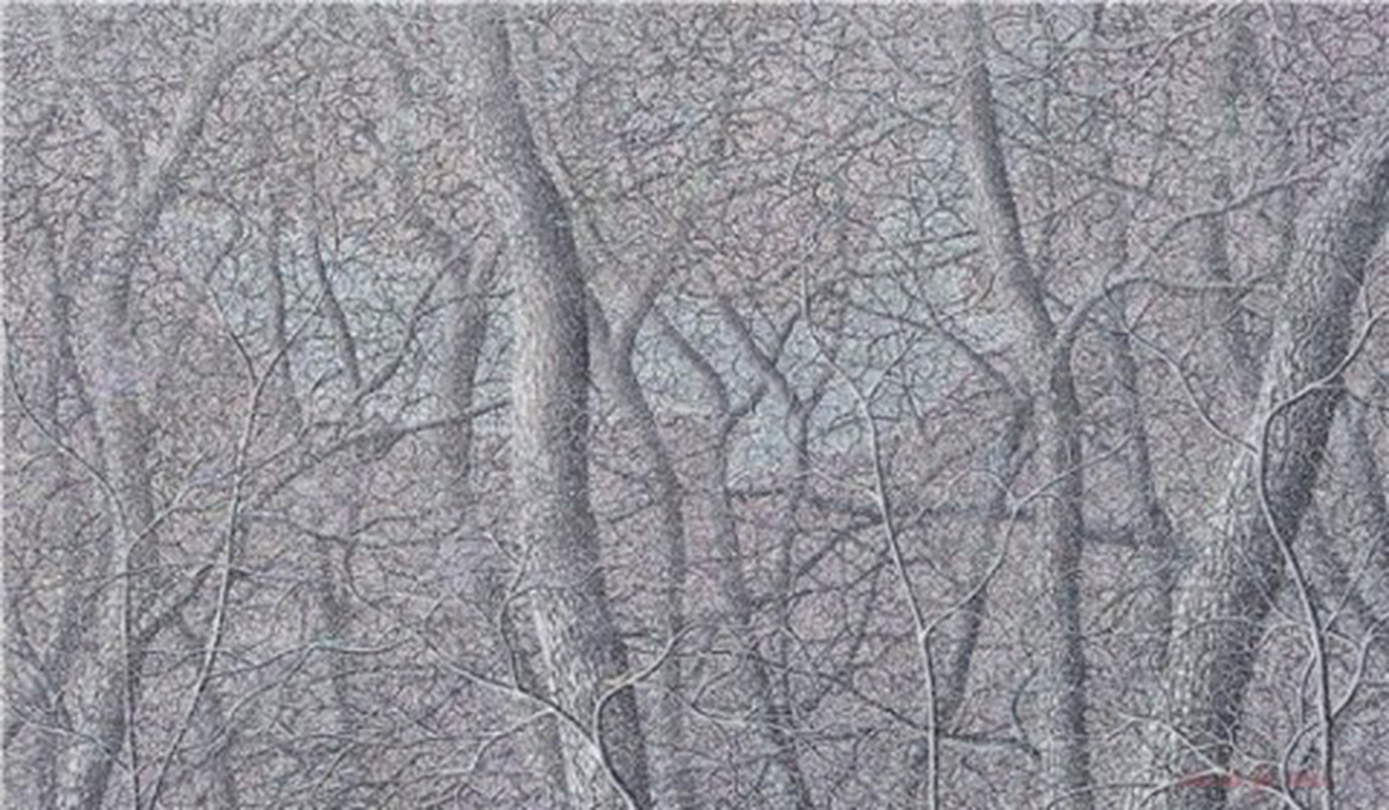 이운구, 땅의 기억-사유의 숲 97x162cm, Acrylic on Canvas, 2015