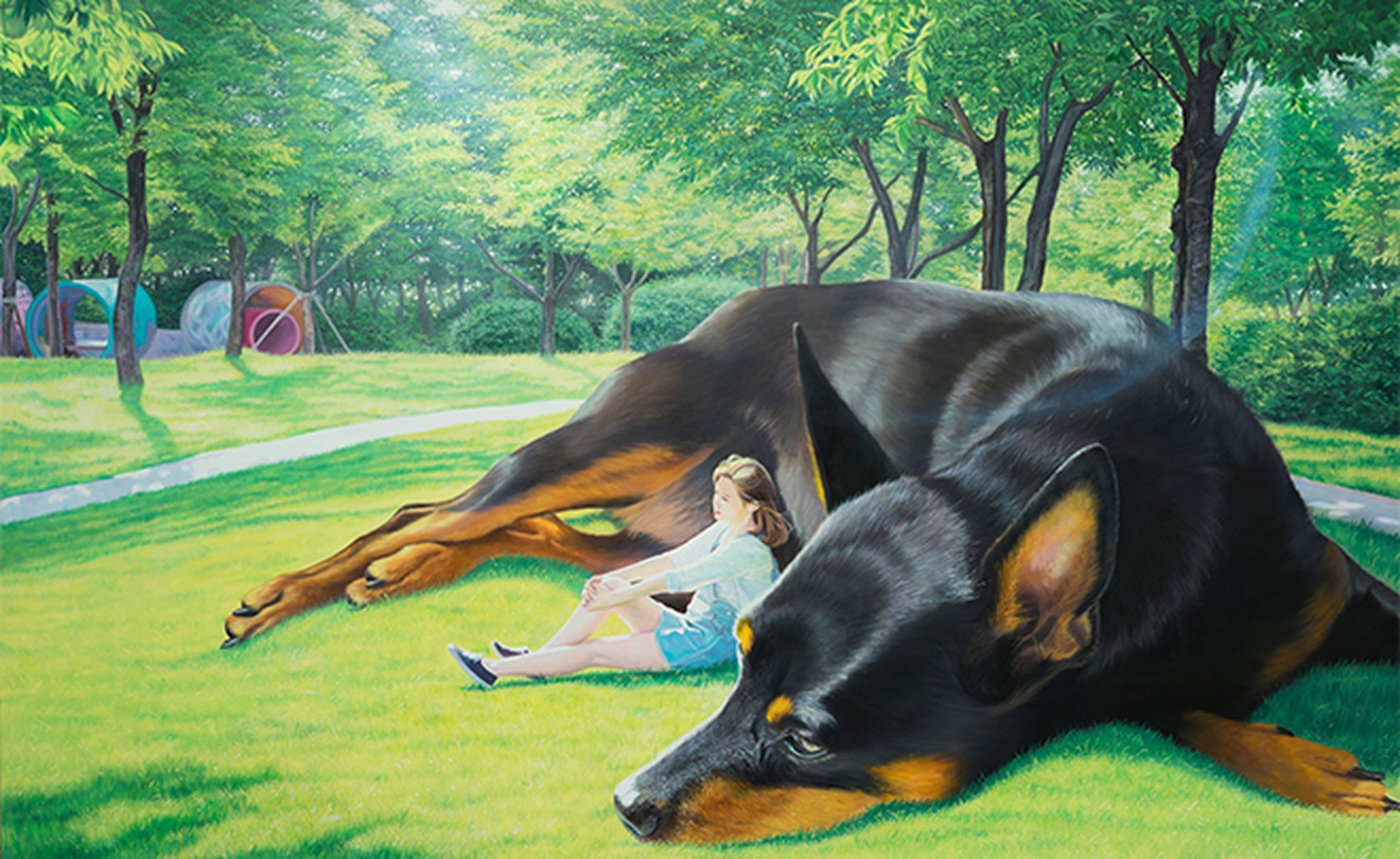 정우재_Gleaming-Green day_72.7x116.8cm_캔버스위에 유채_2016