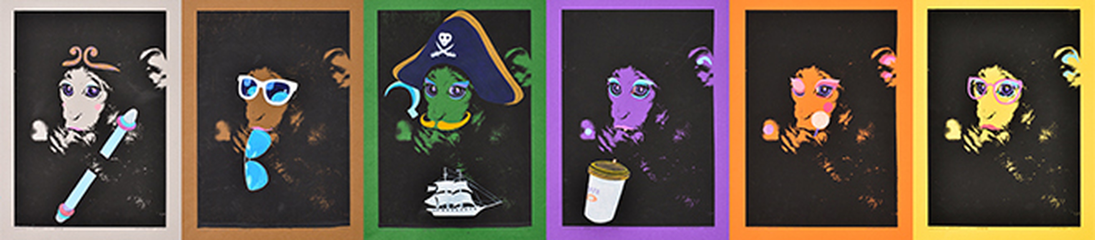 안진성, monkey's dream, 2015. 실크스크린, 아크릴릭, 46x32cm(18ea)