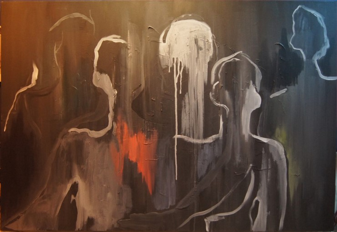 Me and Me Together, gesso on canvas, 116.5x80cm, 2017