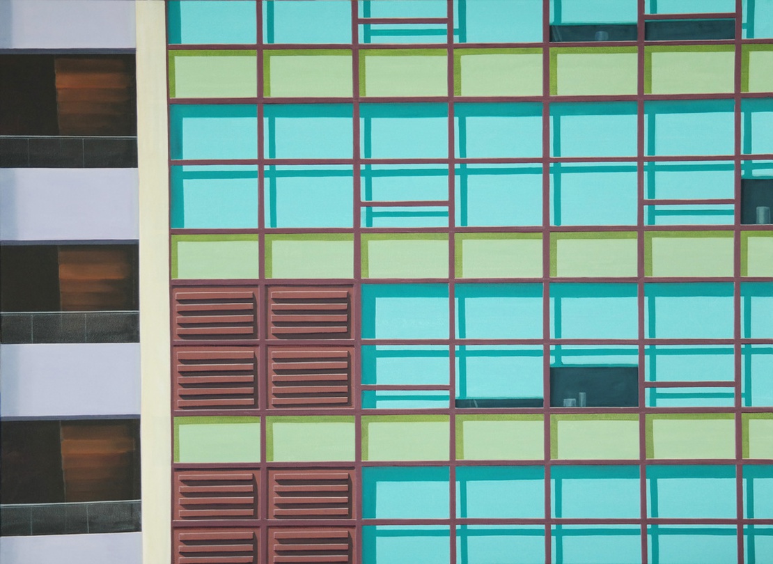 Ingo Baumgarten untitled (modern facade, Shindorim,Seoul) oil on canvas 130x97cm 2015